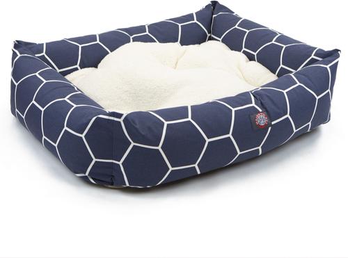 Show full view: Majestic Pet Luxe Bagel Hexo Shapes Bolster Dog Bed with Removable Cover, Blue, Large slide 4 of 5