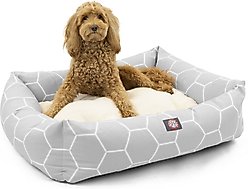 Majestic Pet Luxe Bagel Hexo Shapes Bolster Dog Bed with Removable Cover, Grey, Large