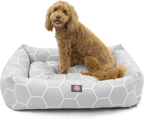 Show full view: Majestic Pet Luxe Bagel Hexo Shapes Bolster Dog Bed with Removable Cover, Grey, Large slide 2 of 4