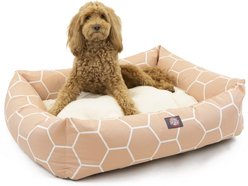 Majestic Pet Luxe Bagel Hexo Shapes Bolster Dog Bed with Removable Cover, Pink, Large