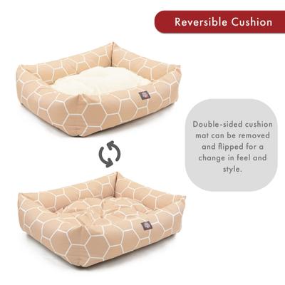 Show full view: Majestic Pet Luxe Bagel Hexo Shapes Bolster Dog Bed with Removable Cover, Pink, Large slide 5 of 5