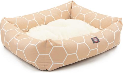 Show full view: Majestic Pet Luxe Bagel Hexo Shapes Bolster Dog Bed with Removable Cover, Pink, Large slide 3 of 5