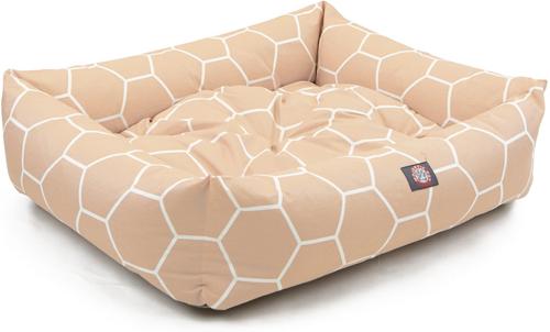 Show full view: Majestic Pet Luxe Bagel Hexo Shapes Bolster Dog Bed with Removable Cover, Pink, Large slide 4 of 5