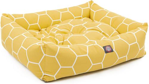 Show full view: Majestic Pet Luxe Bagel Hexo Shapes Bolster Dog Bed with Removable Cover, Yellow, Large slide 3 of 4