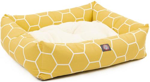 Show full view: Majestic Pet Luxe Bagel Hexo Shapes Bolster Dog Bed with Removable Cover, Yellow, Large slide 2 of 4