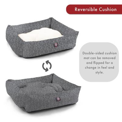 Show full view: Majestic Pet Luxe Bagel Jackson Heathered Bolster Dog Bed with Removable Cover, Black, Large slide 6 of 7