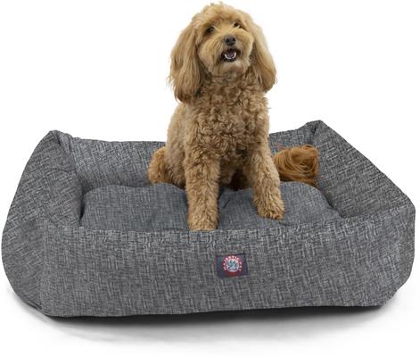 Show full view: Majestic Pet Luxe Bagel Jackson Heathered Bolster Dog Bed with Removable Cover, Black, Large slide 3 of 7