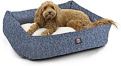 Majestic Pet Luxe Bagel Jackson Heathered Bolster Dog Bed with Removable Cover, Blue, Large