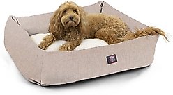 Majestic Pet Luxe Bagel Jackson Heathered Bolster Dog Bed with Removable Cover, Blush Pink Heather, Large