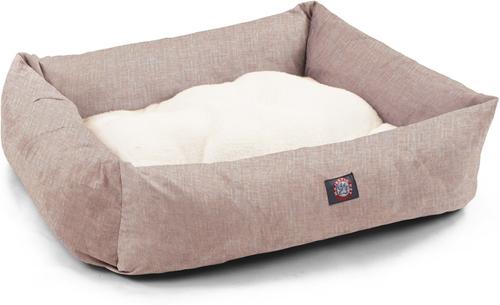Show full view: Majestic Pet Luxe Bagel Jackson Heathered Bolster Dog Bed with Removable Cover, Blush Pink Heather, Large slide 3 of 6