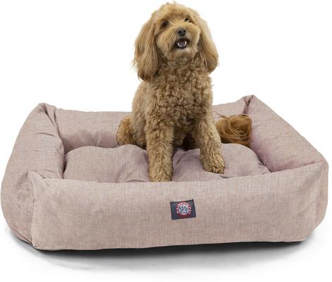 Show full view: Majestic Pet Luxe Bagel Jackson Heathered Bolster Dog Bed with Removable Cover, Blush Pink Heather, Large slide 2 of 6
