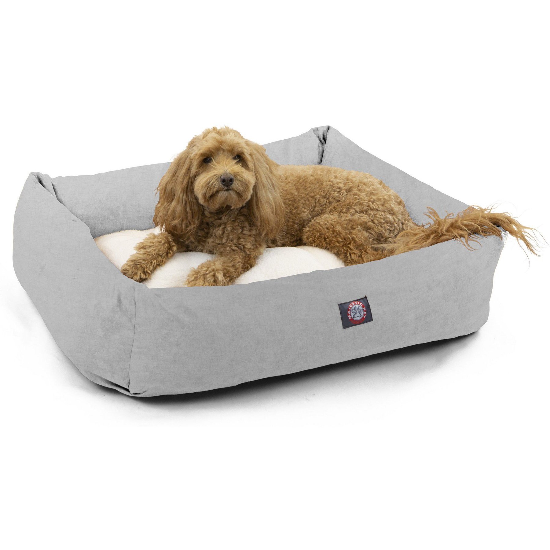 Majestic Pet Luxe Bagel Jackson Heathered Bolster Dog Bed with Removable Cover, Gray, Large