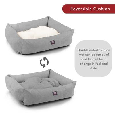 Show full view: Majestic Pet Luxe Bagel Jackson Heathered Bolster Dog Bed with Removable Cover, Gray, Large slide 5 of 6
