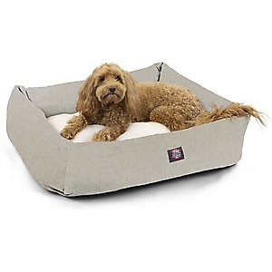 Majestic Pet Luxe Bagel Jackson Heathered Bolster Dog Bed with Removable Cover, Tan, Large