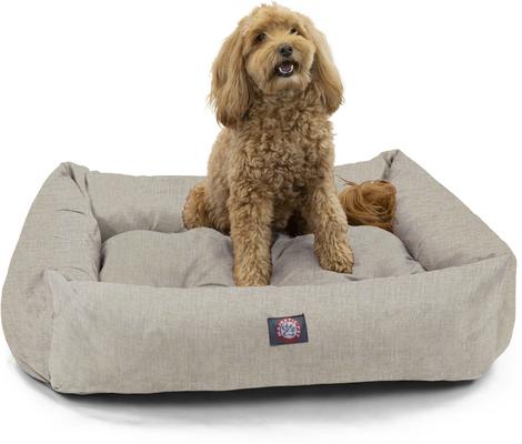 Show full view: Majestic Pet Luxe Bagel Jackson Heathered Bolster Dog Bed with Removable Cover, Tan, Large slide 2 of 6