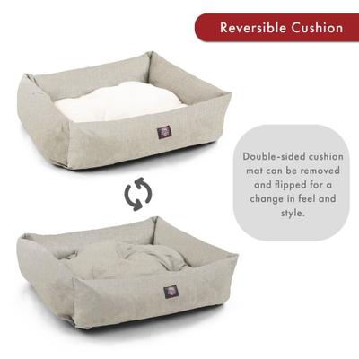 Show full view: Majestic Pet Luxe Bagel Jackson Heathered Bolster Dog Bed with Removable Cover, Tan, Large slide 5 of 6