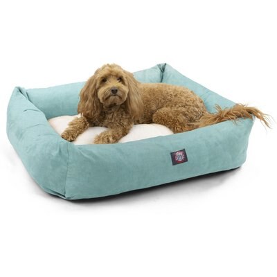 Majestic Pet Majestic Pet Luxe Bagel Jackson Heathered Bolster Dog Bed with Removable Cover, Teal, Large