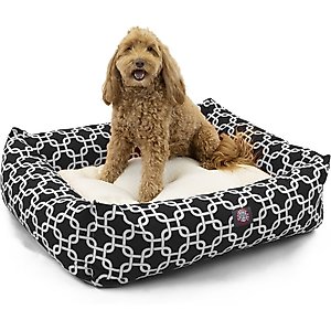Majestic Pet Luxe Bagel Links Bolster Dog Bed with Removable Cover, Black, Large