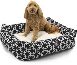 Majestic Pet Luxe Bagel Links Bolster Dog Bed with Removable Cover, Black, X-Large