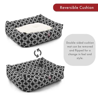 Show full view: Majestic Pet Luxe Bagel Links Bolster Dog Bed with Removable Cover, Black, X-Large slide 5 of 6