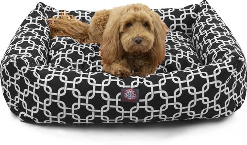 Show full view: Majestic Pet Luxe Bagel Links Bolster Dog Bed with Removable Cover, Black, X-Large slide 2 of 6