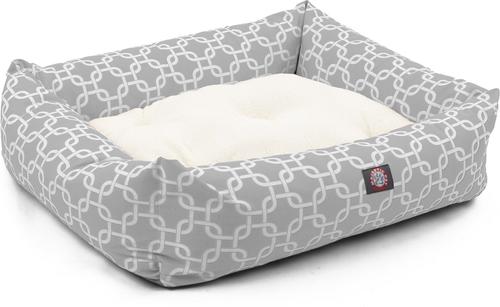 Show full view: Majestic Pet Luxe Bagel Links Bolster Dog Bed with Removable Cover, Grey, Large slide 3 of 4