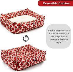Majestic Pet Luxe Bagel Links Bolster Dog Bed with Removable Cover, Red, Large slide 2 of 5
