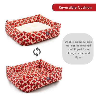 Show full view: Majestic Pet Luxe Bagel Links Bolster Dog Bed with Removable Cover, Red, Large slide 6 of 6