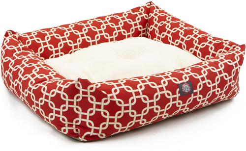Show full view: Majestic Pet Luxe Bagel Links Bolster Dog Bed with Removable Cover, Red, Large slide 4 of 6