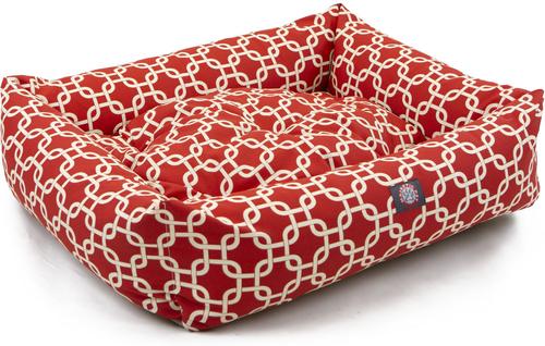 Show full view: Majestic Pet Luxe Bagel Links Bolster Dog Bed with Removable Cover, Red, Large slide 5 of 6