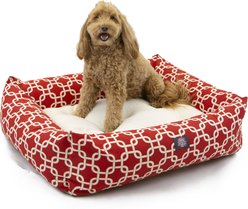 Majestic Pet Luxe Bagel Links Bolster Dog Bed with Removable Cover, Red, X-Large