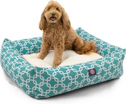 Majestic Pet Luxe Bagel Links Bolster Dog Bed with Removable Cover, Teal, Large