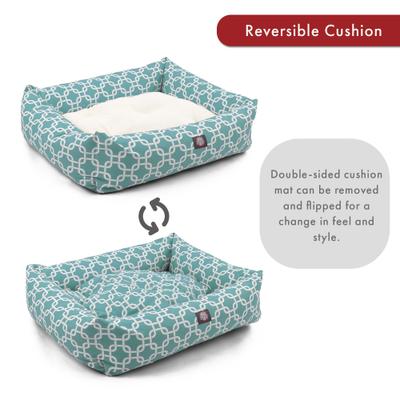 Show full view: Majestic Pet Luxe Bagel Links Bolster Dog Bed with Removable Cover, Teal, X-Large slide 5 of 6