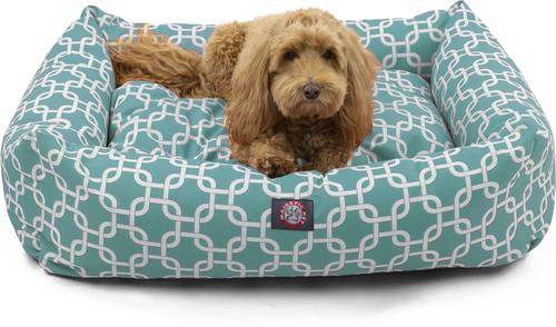 Show full view: Majestic Pet Luxe Bagel Links Bolster Dog Bed with Removable Cover, Teal, X-Large slide 2 of 6
