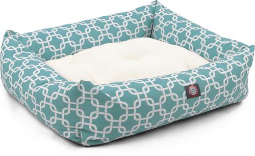 Show full view: Majestic Pet Luxe Bagel Links Bolster Dog Bed with Removable Cover, Teal, X-Large slide 3 of 6