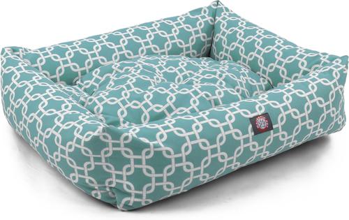 Show full view: Majestic Pet Luxe Bagel Links Bolster Dog Bed with Removable Cover, Teal, X-Large slide 4 of 6