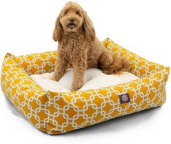 Majestic Pet Luxe Bagel Links Bolster Dog Bed with Removable Cover, Yellow, Large