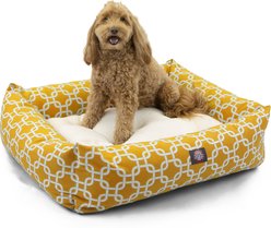 Majestic Pet Luxe Bagel Links Bolster Dog Bed with Removable Cover, Yellow, X-Large
