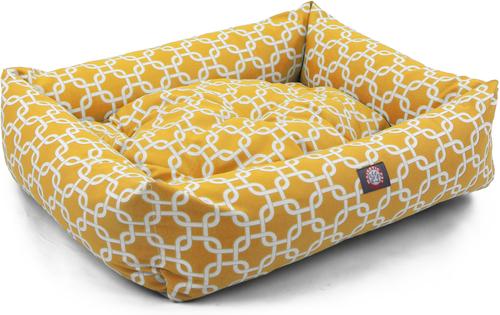 Show full view: Majestic Pet Luxe Bagel Links Bolster Dog Bed with Removable Cover, Yellow, X-Large slide 4 of 6