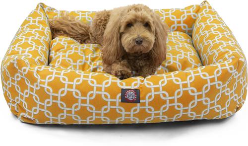 Show full view: Majestic Pet Luxe Bagel Links Bolster Dog Bed with Removable Cover, Yellow, X-Large slide 2 of 6