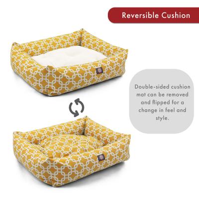 Show full view: Majestic Pet Luxe Bagel Links Bolster Dog Bed with Removable Cover, Yellow, X-Large slide 5 of 6