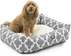 Majestic Pet Luxe Bagel Trellis Bolster Dog Bed with Removable Cover, Gray, Large