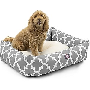 Majestic Pet Luxe Bagel Trellis Bolster Dog Bed with Removable Cover, Gray, Large