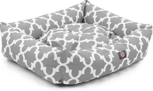 Show full view: Majestic Pet Luxe Bagel Trellis Bolster Dog Bed with Removable Cover, Gray, Large slide 5 of 5