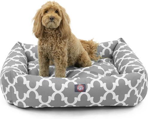 Show full view: Majestic Pet Luxe Bagel Trellis Bolster Dog Bed with Removable Cover, Gray, Large slide 3 of 5