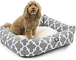 Majestic Pet Luxe Bagel Trellis Bolster Dog Bed with Removable Cover, Gray, X-Large