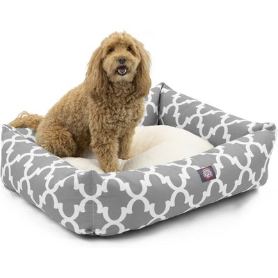 Majestic Pet Majestic Pet Luxe Bagel Trellis Bolster Dog Bed with Removable Cover, Gray, X-Large