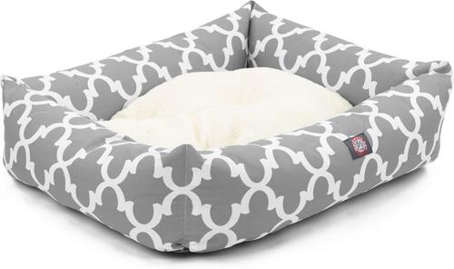 Show full view: Majestic Pet Luxe Bagel Trellis Bolster Dog Bed with Removable Cover, Gray, X-Large slide 4 of 5