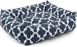Majestic Pet Luxe Bagel Trellis Bolster Dog Bed with Removable Cover, Navy, Large slide 2 of 4