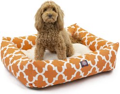 Majestic Pet Luxe Bagel Trellis Bolster Dog Bed with Removable Cover, Peach, Large